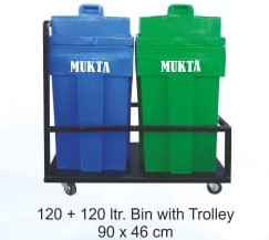 MUKTA 120 + 120 Ltr Dustbin with Trolley