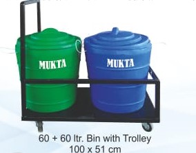 MUKTA 60 + 60 Ltr Dustbin with Trolley
